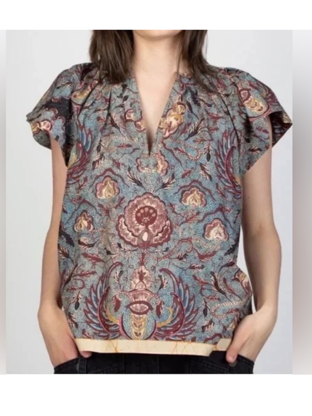 Ulla Johnson Inez Flutter Sleeve Blouse Top Sz 2
